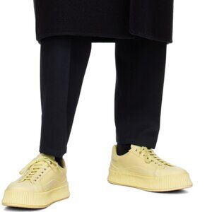 Jil Sander Light Yellow Leather Agnellato PlatforSneaker Low Top Sz. 42 / US 11